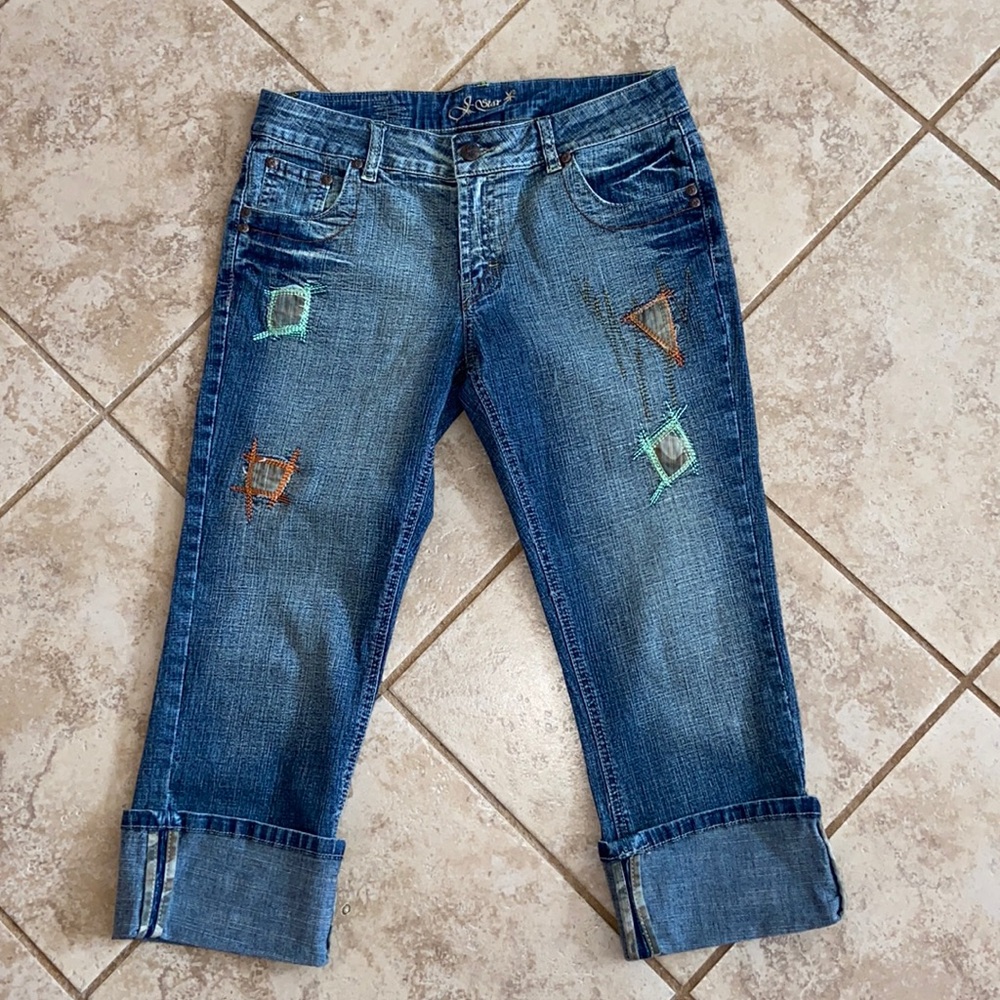 J Star Distressed Rolled Cuff Cropped Jeans